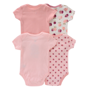 Lot de 4 Bodies Bébé Unisexe à Manches Courtes – Avec et Sans Motifs