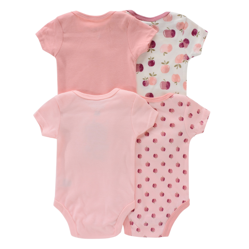 Lot de 4 Bodies Bébé Unisexe à Manches Courtes – Avec et Sans Motifs