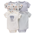 Lot de 4 Bodies Bébé Unisexe à Manches Courtes – Avec et Sans Motifs