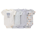 Lot de 4 Bodies Bébé Unisexe à Manches Courtes – Avec et Sans Motifs