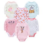 Lot de 6 Bodies Bébé à Manches Longues – 100% Coton