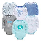 Lot de 6 Bodies Bébé à Manches Longues – 100% Coton