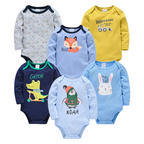 Lot de 6 Bodies Bébé à Manches Longues – 100% Coton