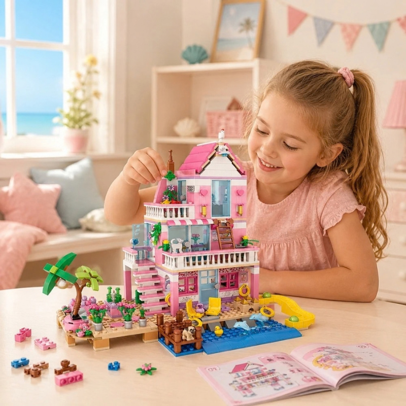 Maison de Plage en Blocs de Construction pour Enfants – 822 Pièces