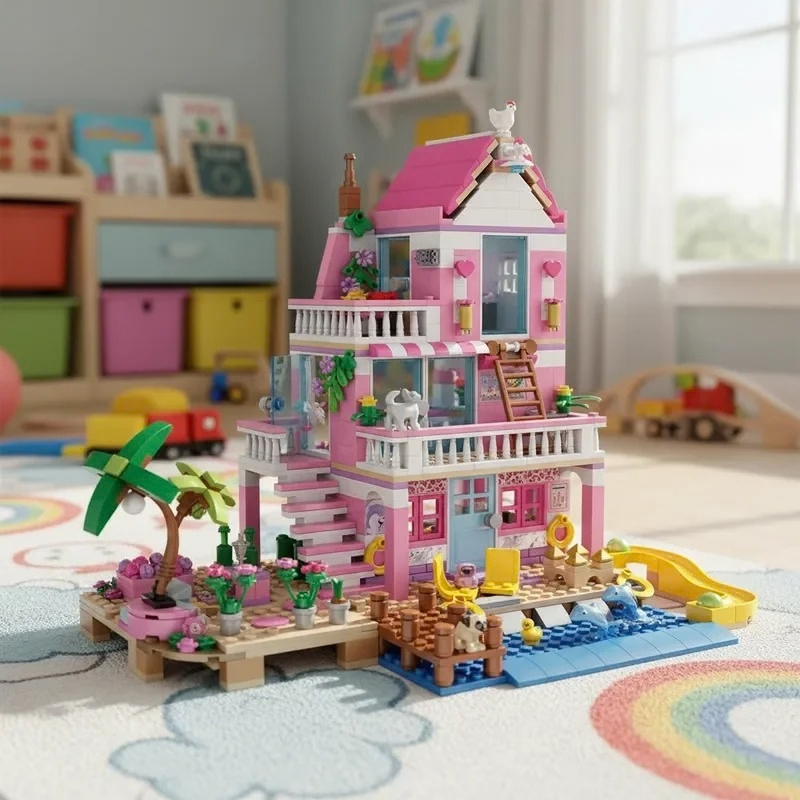 Maison de Plage en Blocs de Construction pour Enfants – 822 Pièces
