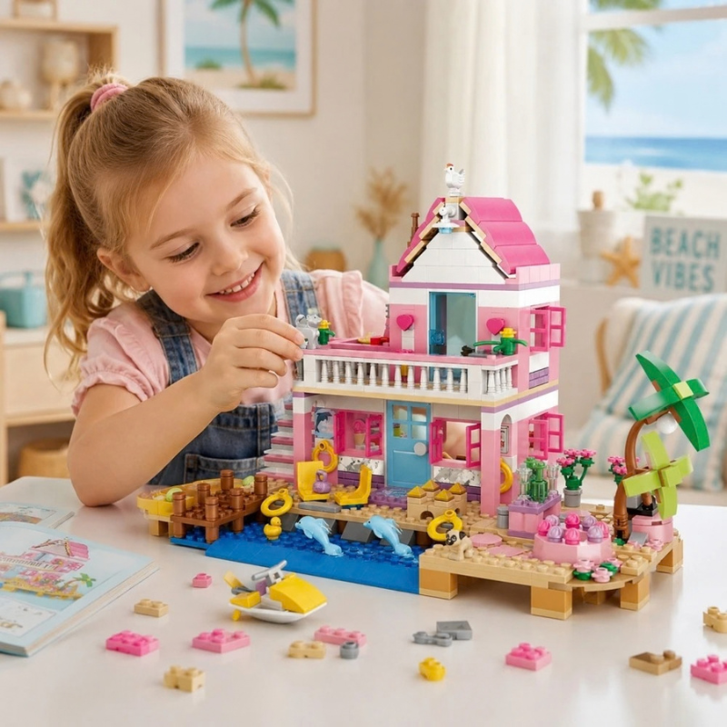 Maison de Plage en Blocs de Construction pour Enfants – 822 Pièces