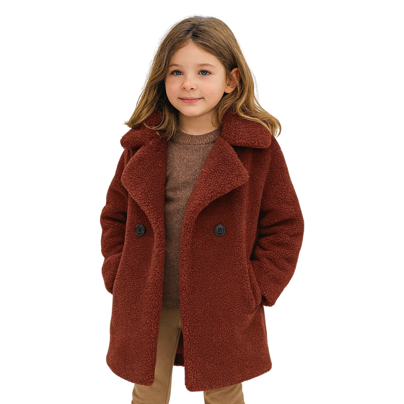 Manteau Croisé en Laine pour Fille