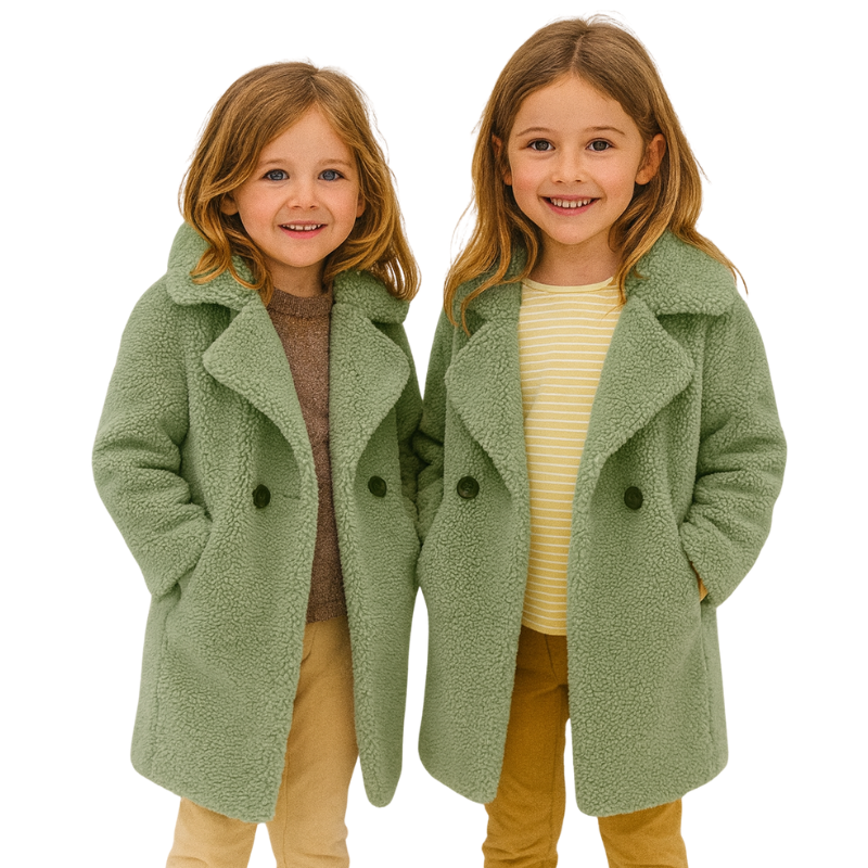 Manteau Croisé en Laine pour Fille