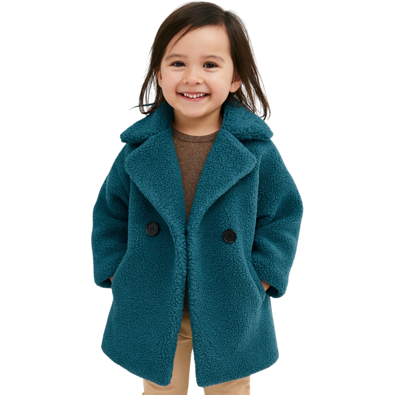Manteau Croisé en Laine pour Fille
