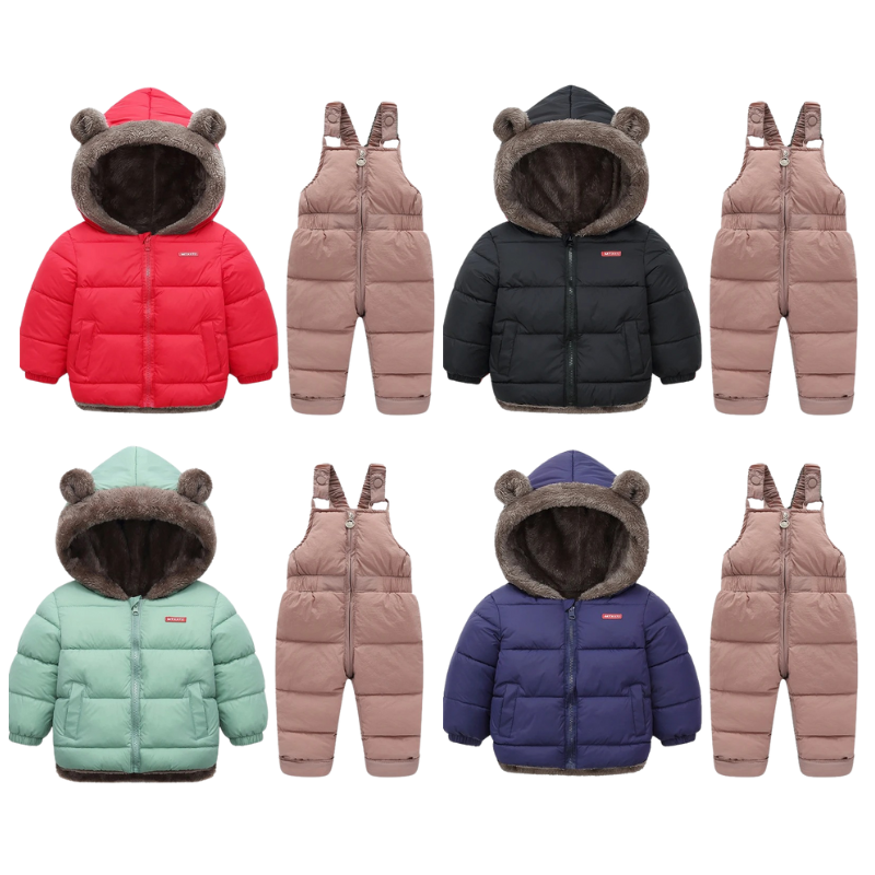 Manteau Enfant Doublé en Peluche avec Combinaison Incluse
