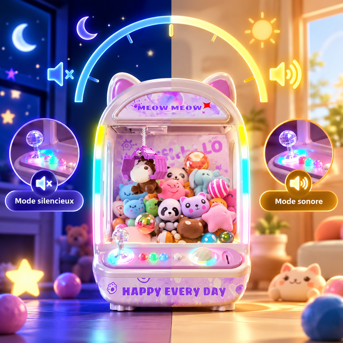 Mini Machine à Peluches pour Enfants avec 10 Peluches Incluses
