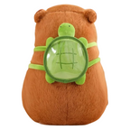 Peluche Capybara avec Capuche Fraise et Sac à Dos Tortue