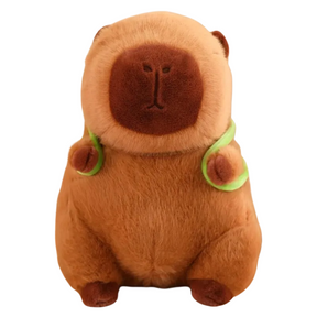 Peluche Capybara avec Capuche Fraise et Sac à Dos Tortue