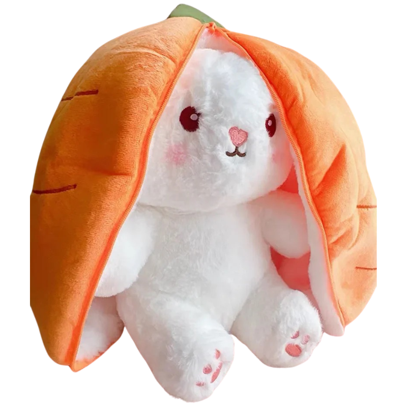 Peluche Lapin Magique 2-en-1 – Se Transforme en Carotte ou Fraise