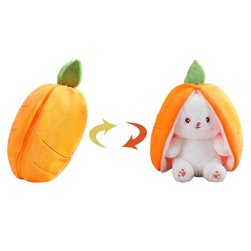 Peluche Lapin Magique 2-en-1 – Se Transforme en Carotte ou Fraise