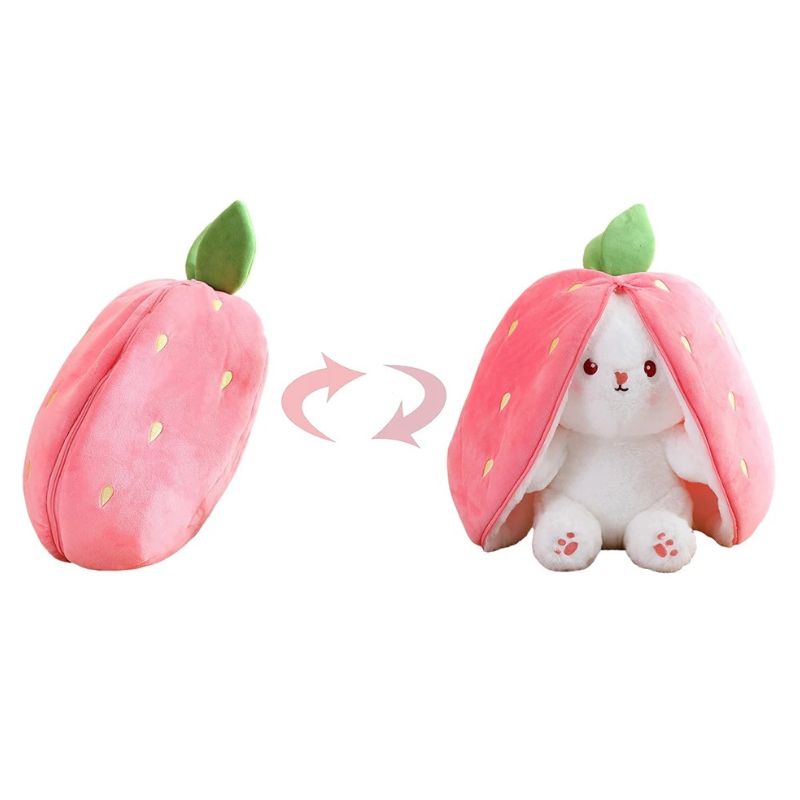Peluche Lapin Magique 2-en-1 – Se Transforme en Carotte ou Fraise