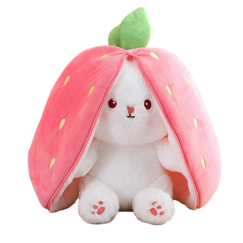 Peluche Lapin Magique 2-en-1 – Se Transforme en Carotte ou Fraise