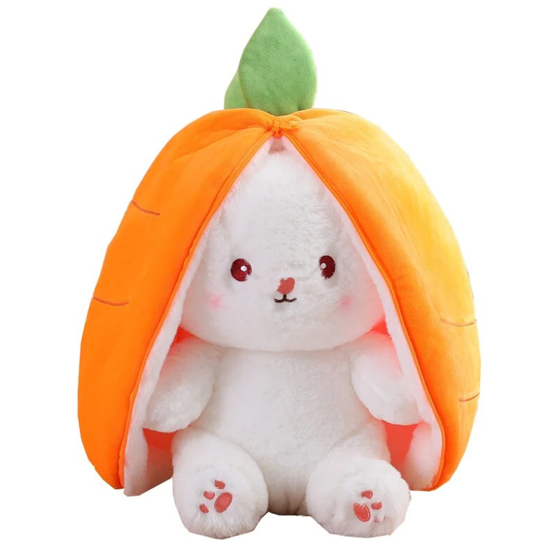 Peluche Lapin Magique 2-en-1 – Se Transforme en Carotte ou Fraise