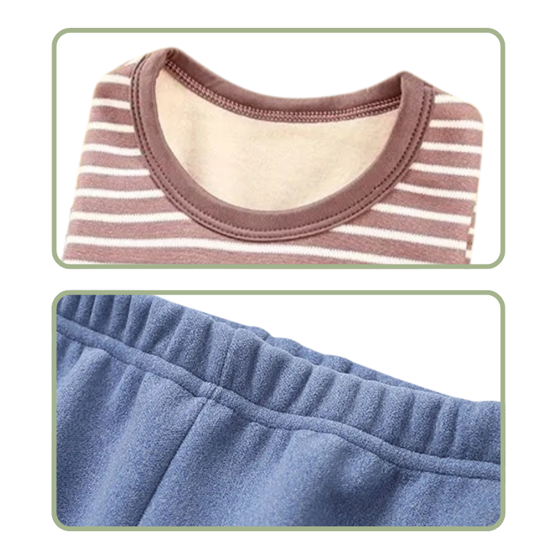 Pyjama Enfant Rayé Doublé en Peluche