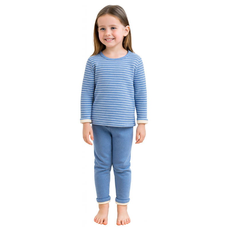 Pyjama Enfant Rayé Doublé en Peluche