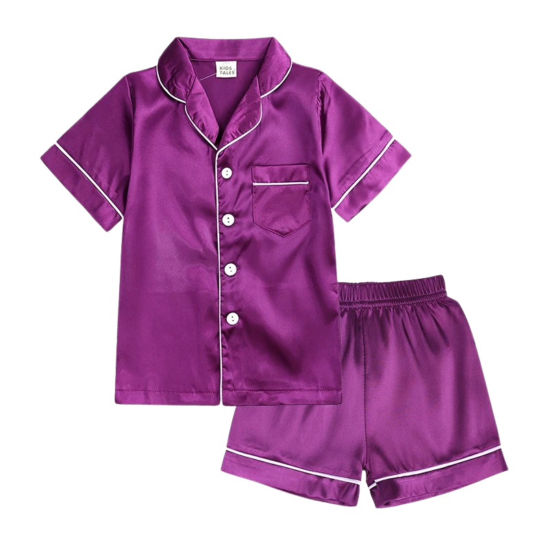 Pyjama Enfant en Satin – Ensemble 2 Pièces Été