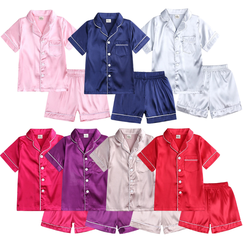 Pyjama Enfant en Satin – Ensemble 2 Pièces Été