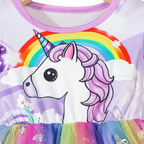 Robe Fille à Manches Courtes – Motif Licorne