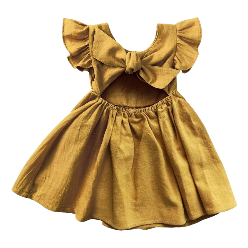 Robe Fille en Coton à Manches Volants – Été