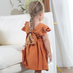 Robe Fille en Coton à Manches Volants – Été
