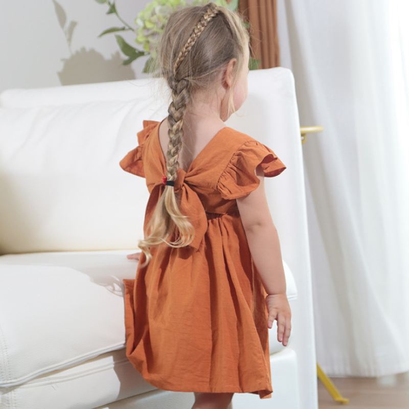 Robe Fille en Coton à Manches Volants – Été
