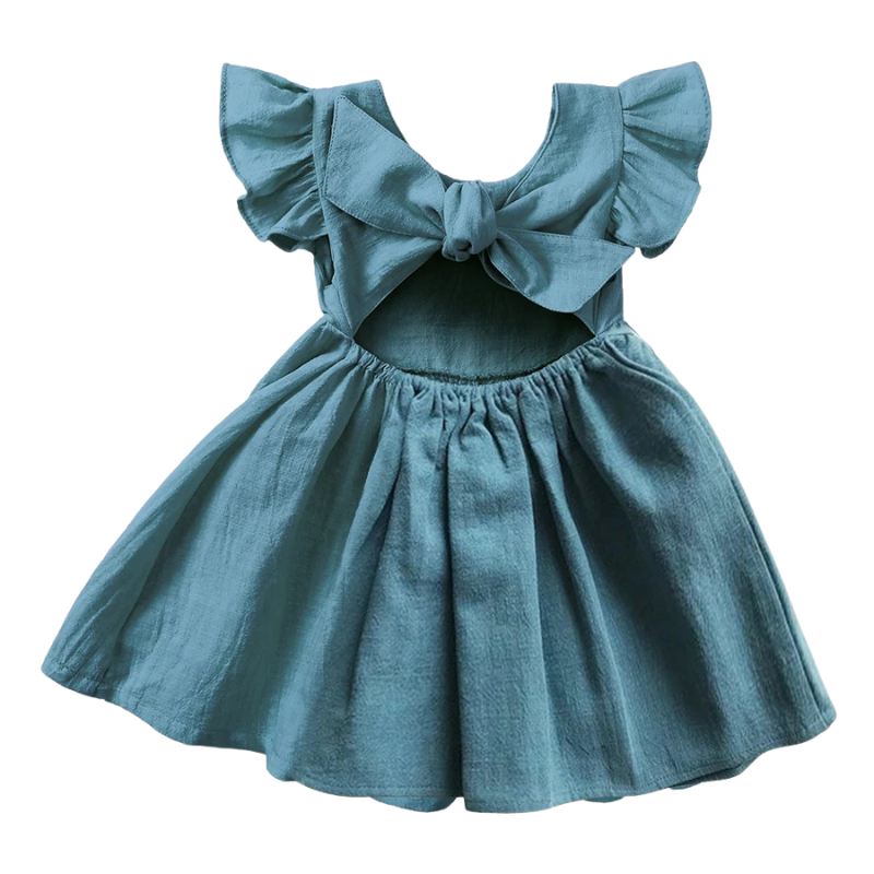 Robe Fille en Coton à Manches Volants – Été