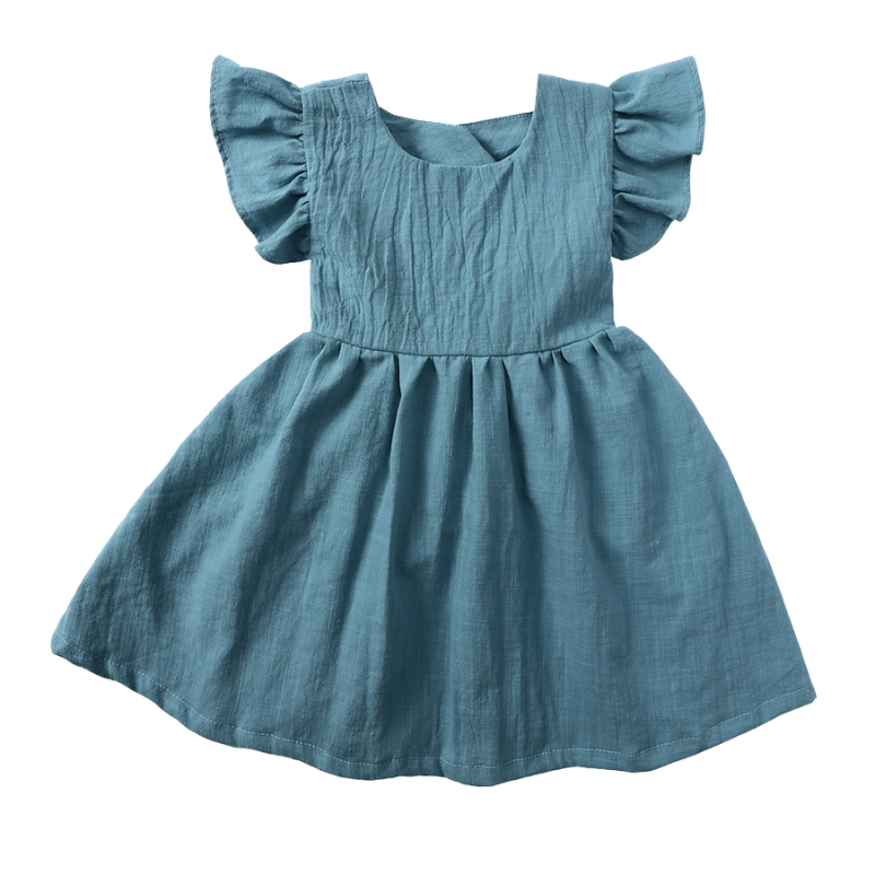 Robe Fille en Coton à Manches Volants – Été