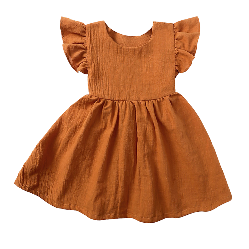 Robe Fille en Coton à Manches Volants – Été