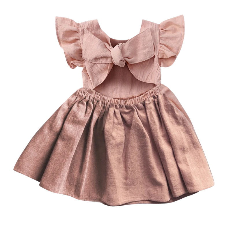 Robe Fille en Coton à Manches Volants – Été