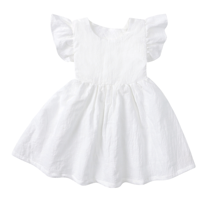 Robe Fille en Coton à Manches Volants – Été
