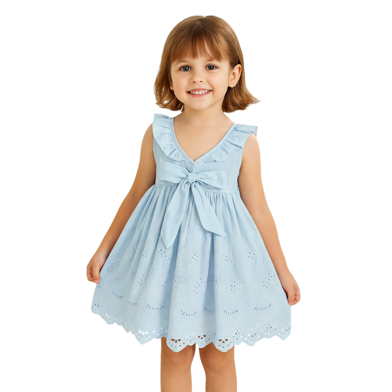 Robe Bleu Ciel pour Fille – Charme Décontracté pour les Fêtes d’Été