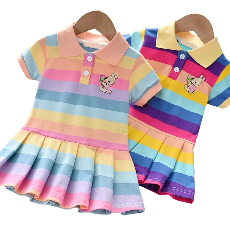 Robe d’Été Arc-en-Ciel pour Fille – Légère et Colorée