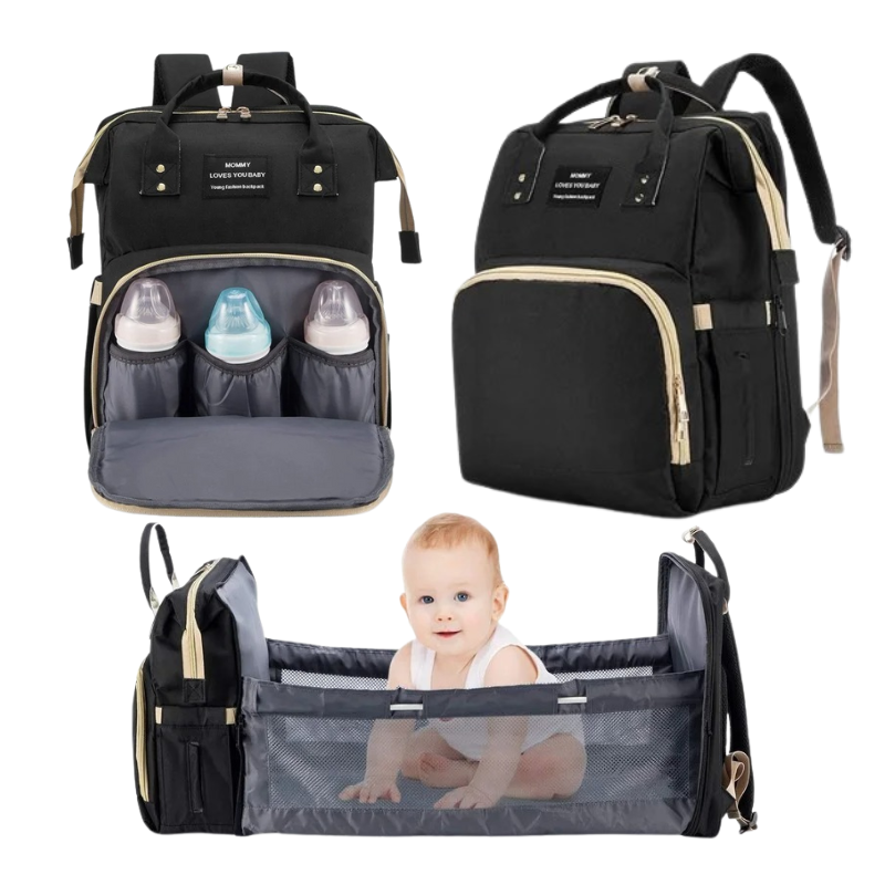 Sac à Langer Intelligent – Berceau Intégré, USB, Porte-Biberons & Matelas à Langer