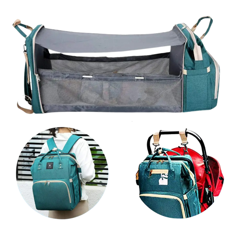 Sac à Langer Intelligent – Berceau Intégré, USB, Porte-Biberons & Matelas à Langer