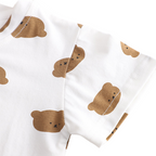 Salopette Unisexe pour Enfants avec T-shirt Blanc et Motif Ourson