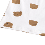 Salopette Unisexe pour Enfants avec T-shirt Blanc et Motif Ourson