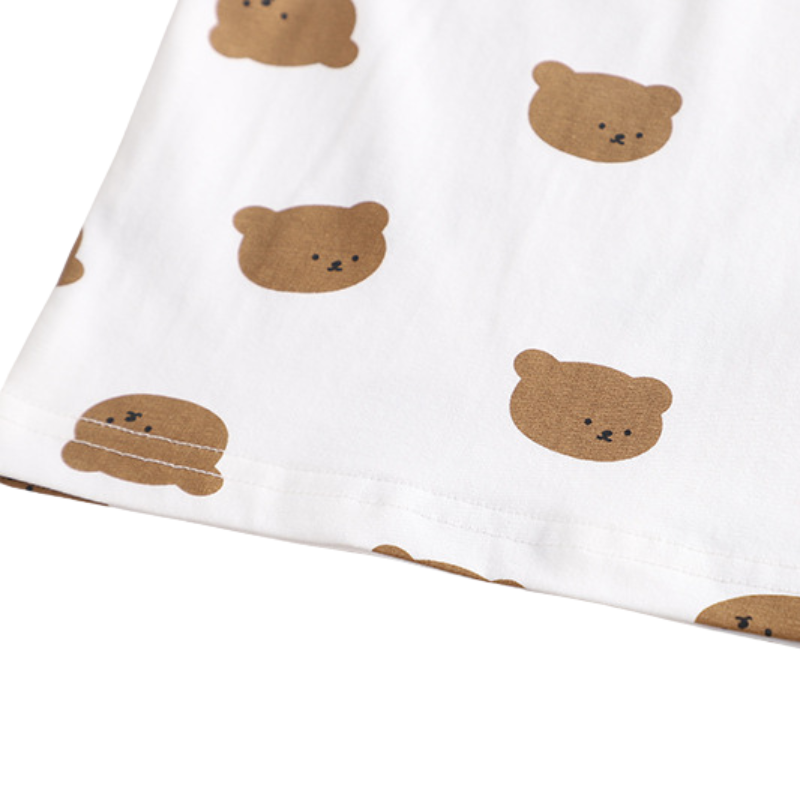 Salopette Unisexe pour Enfants avec T-shirt Blanc et Motif Ourson