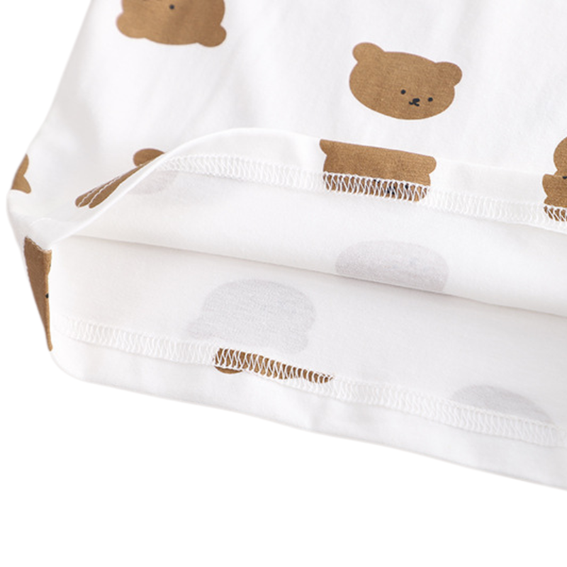 Salopette Unisexe pour Enfants avec T-shirt Blanc et Motif Ourson