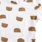 Salopette Unisexe pour Enfants avec T-shirt Blanc et Motif Ourson
