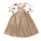 Salopette Unisexe pour Enfants avec T-shirt Blanc et Motif Ourson