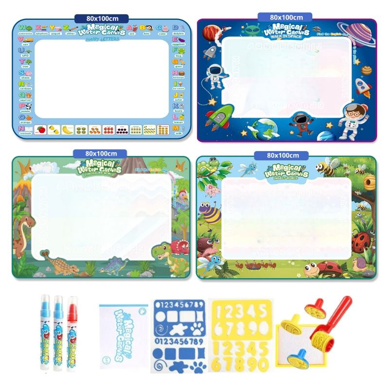 Tapis de Dessin Magique à l’Eau + Stylos Réutilisables pour Enfants