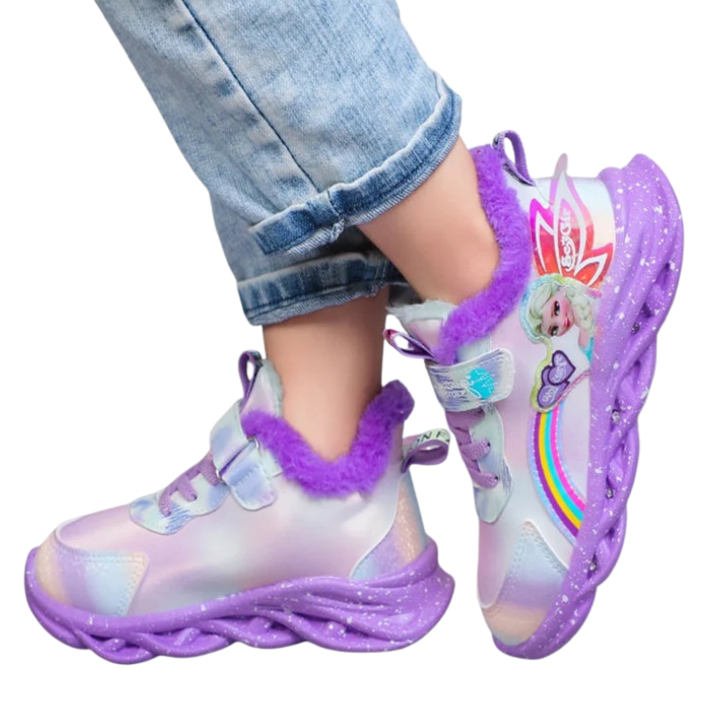 Baskets Princesse Lumineuses en Peluche pour Enfants