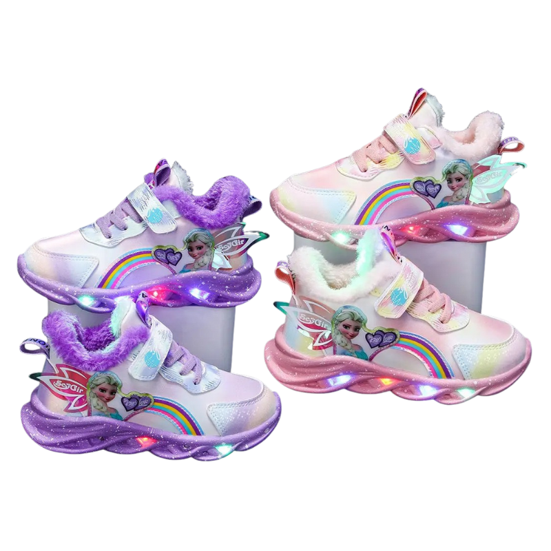 Baskets Princesse Lumineuses en Peluche pour Enfants