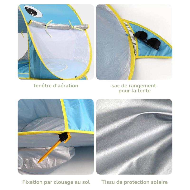 Tente de Plage avec Piscine et Protection UV + Accessoires de Transport Bambino