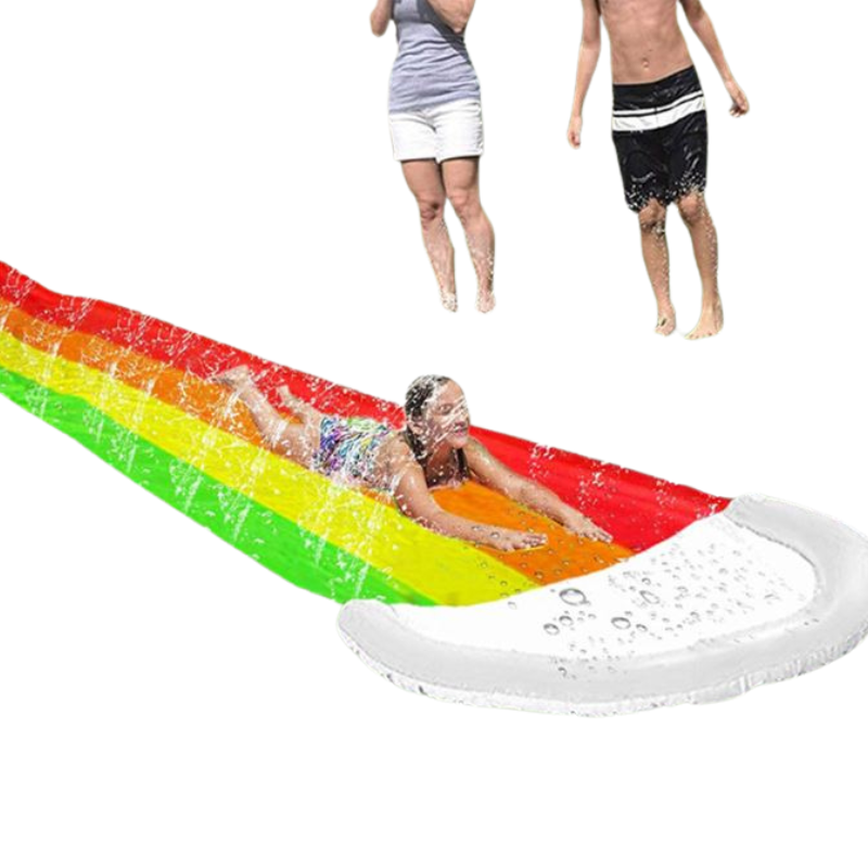 Toboggan Aquatique pour Enfants avec Fontaine + BONUS 2 Bouées de Poitrine